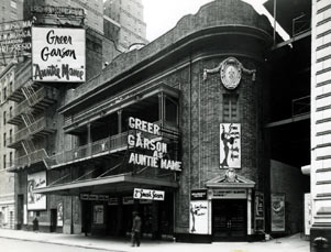 Broadhurst Theatre Exterior, Auntie Mame, 1958.jpg