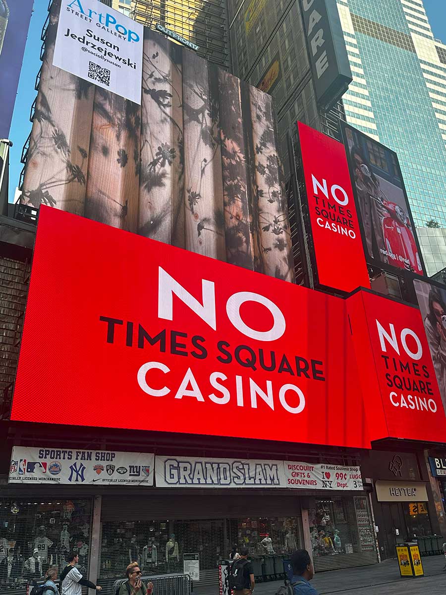 Broadway Theater Marquees Light Up in Unity to Say “No Times Square Casino” as Residents and Workers Rally to Oppose Casino at First Hearing